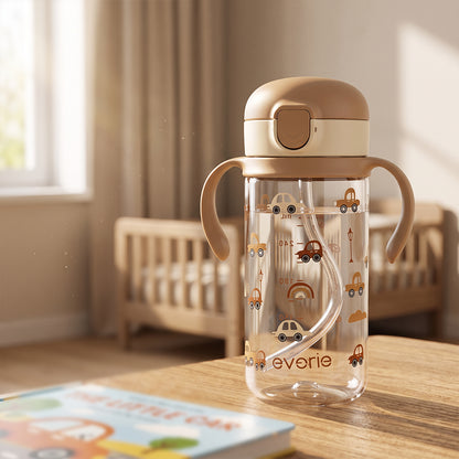 Evorie Tritan Botol Minum Sedotan Anak 300mL, Choco Car