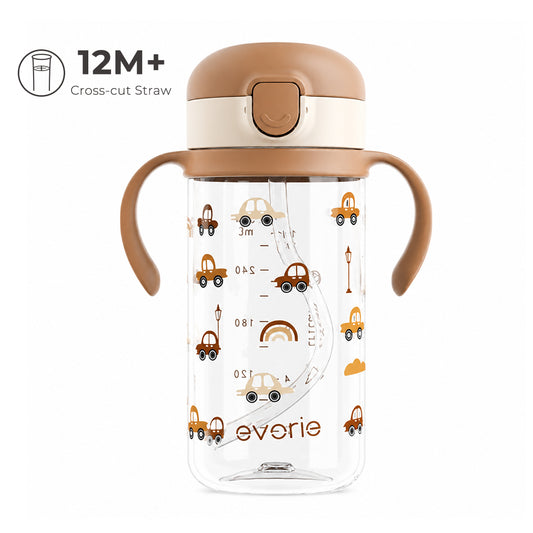 Evorie Tritan Botol Minum Sedotan Anak 300mL, Choco Car