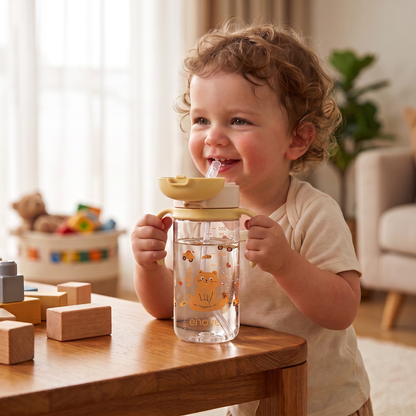 Evorie Tritan Kids Botol Minum Sedotan 300ml, Kitty Meow
