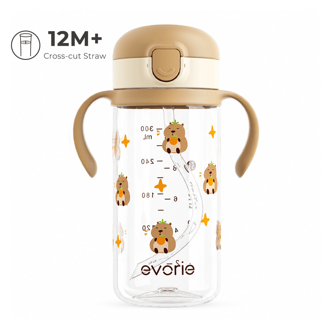 Evorie Tritan Botol Air Minum Sedotan Anak 300mL, Kapibara