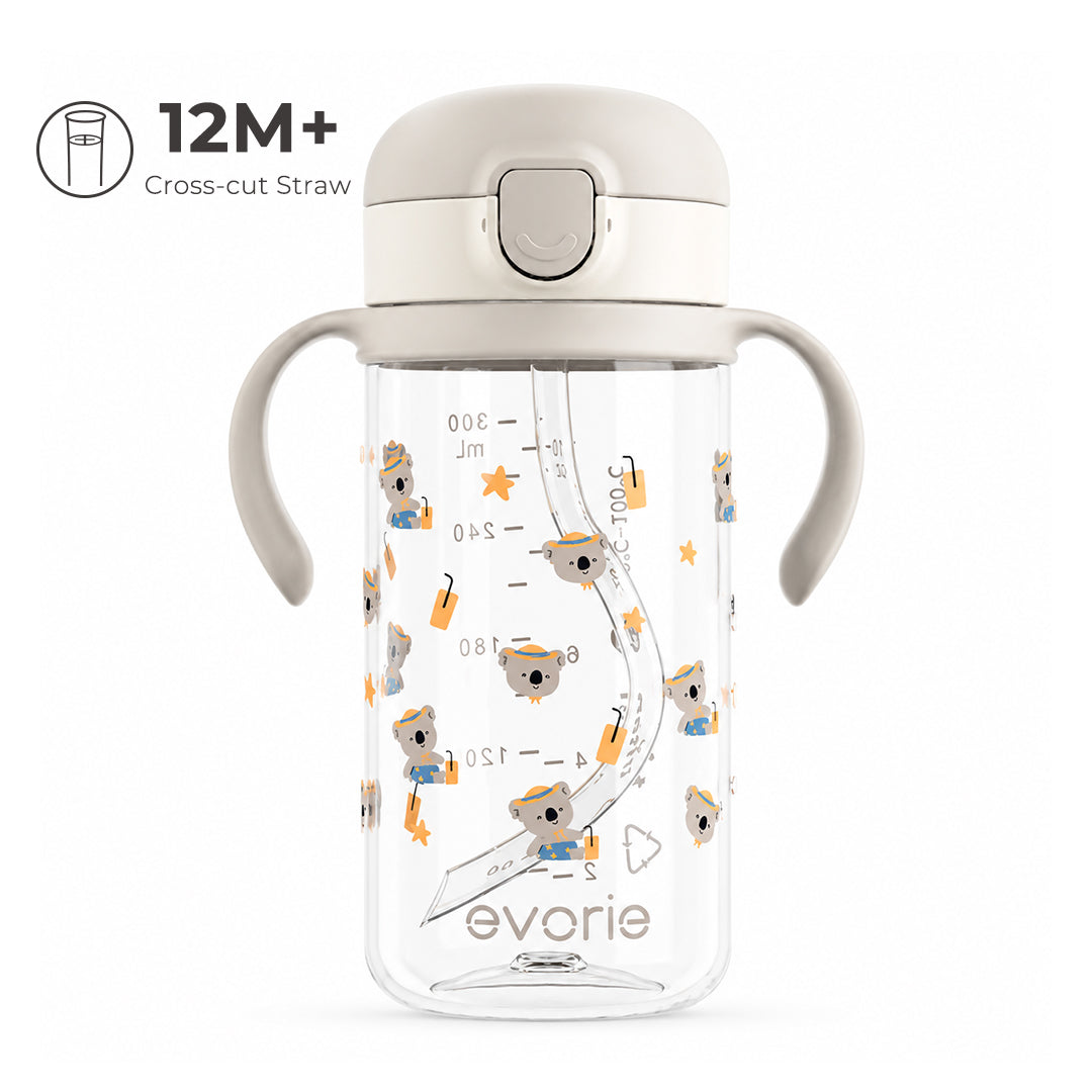 Botol Minum Sedotan Anak Evorie Tritan 300mL, Koala King