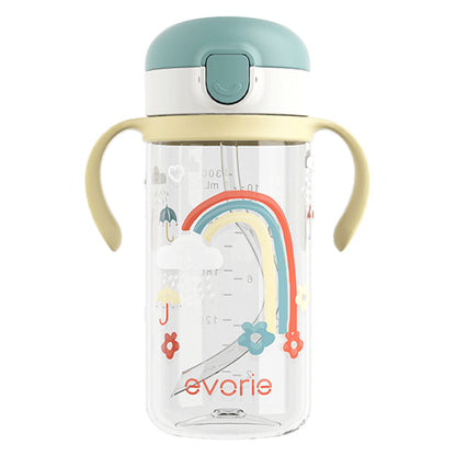 Evorie Tritan Kids Straw Water Bottle Mug 300mL, Rainbow Mist