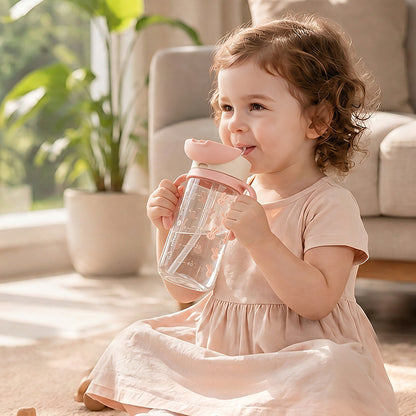 Botol Air Sedotan Anak Evorie Tritan 300mL, Merah Muda Manis