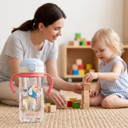 Evorie Tritan Kids Straw Water Bottle Mug 300mL, Toucan