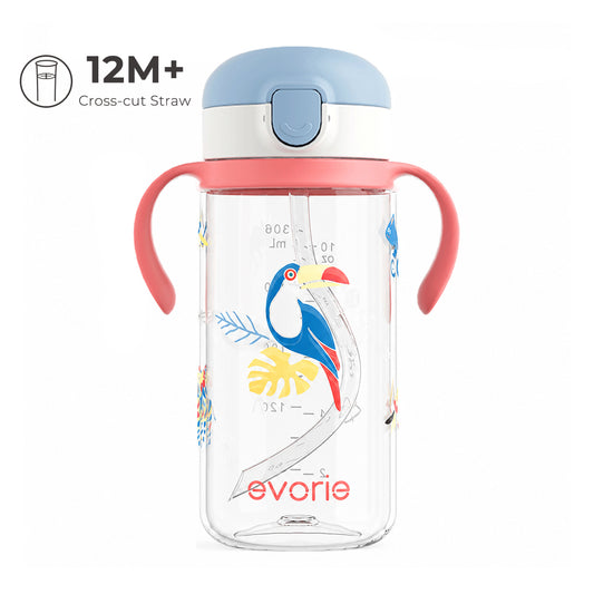 Botol Minum Sedotan Anak Evorie Tritan 300ml, Toucan