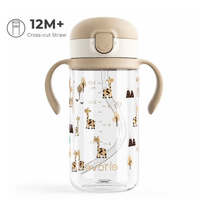 Evorie Tritan Kids Botol Air Sedotan 300ml, Jerapah