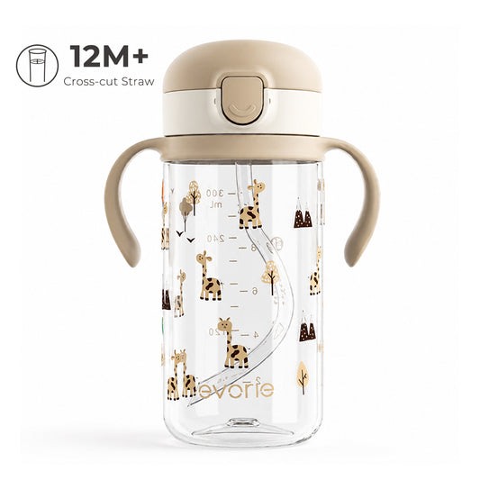 Evorie Tritan Kids Botol Air Sedotan 300ml, Jerapah