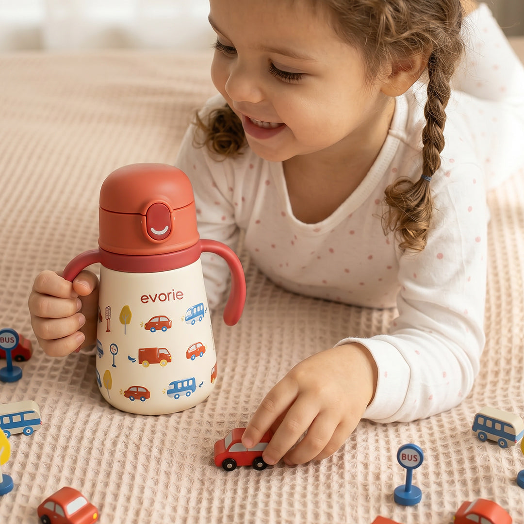 Bình giữ nhiệt inox kèm ống hút cho bé 350mL, Ocean Play
