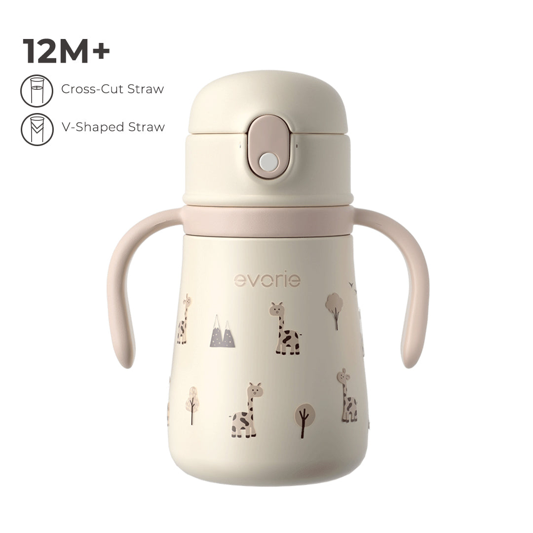 Bình giữ nhiệt inox kèm ống hút cho bé 350mL, Giraffe Grove
