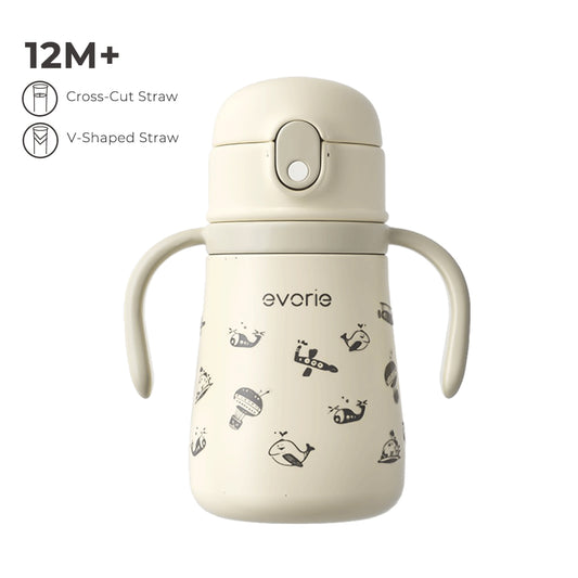 Stainless Steel Vacuum Bottle with Straw for Kids 350mL, Ocean Play
