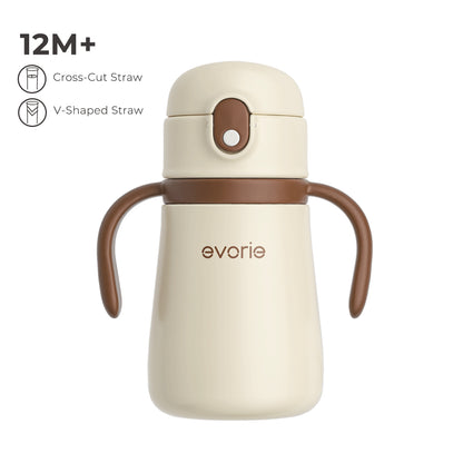Stainless Steel Vacuum Bottle with Straw for Kids 350mL, Solid Colour