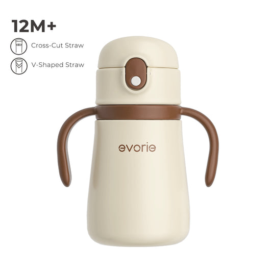 Stainless Steel Vacuum Bottle with Straw for Kids 350mL, Solid Colour