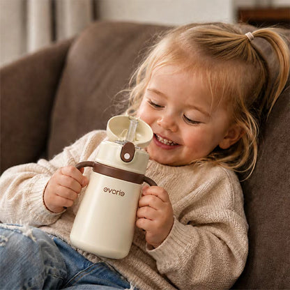 Stainless Steel Vacuum Bottle with Straw for Kids 350mL, Solid Colour