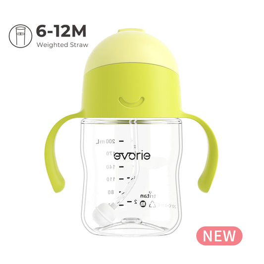 Botol Minum Sedotan Evorie Tritan Bayi 360 Sippy Cup 200mL, Fresh Green (BARU)
