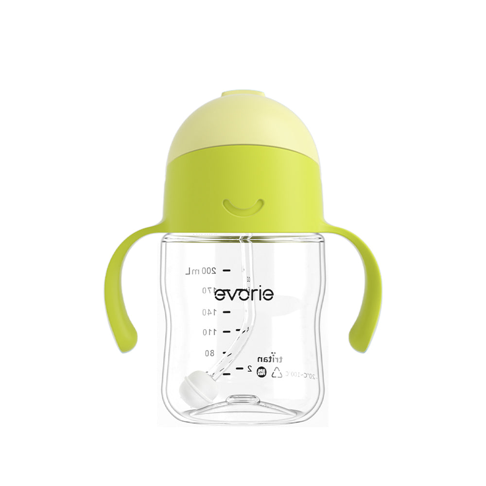 Evorie Tritan Baby 360 Straw Water Bottle Sippy Cup 200mL, Fresh Green