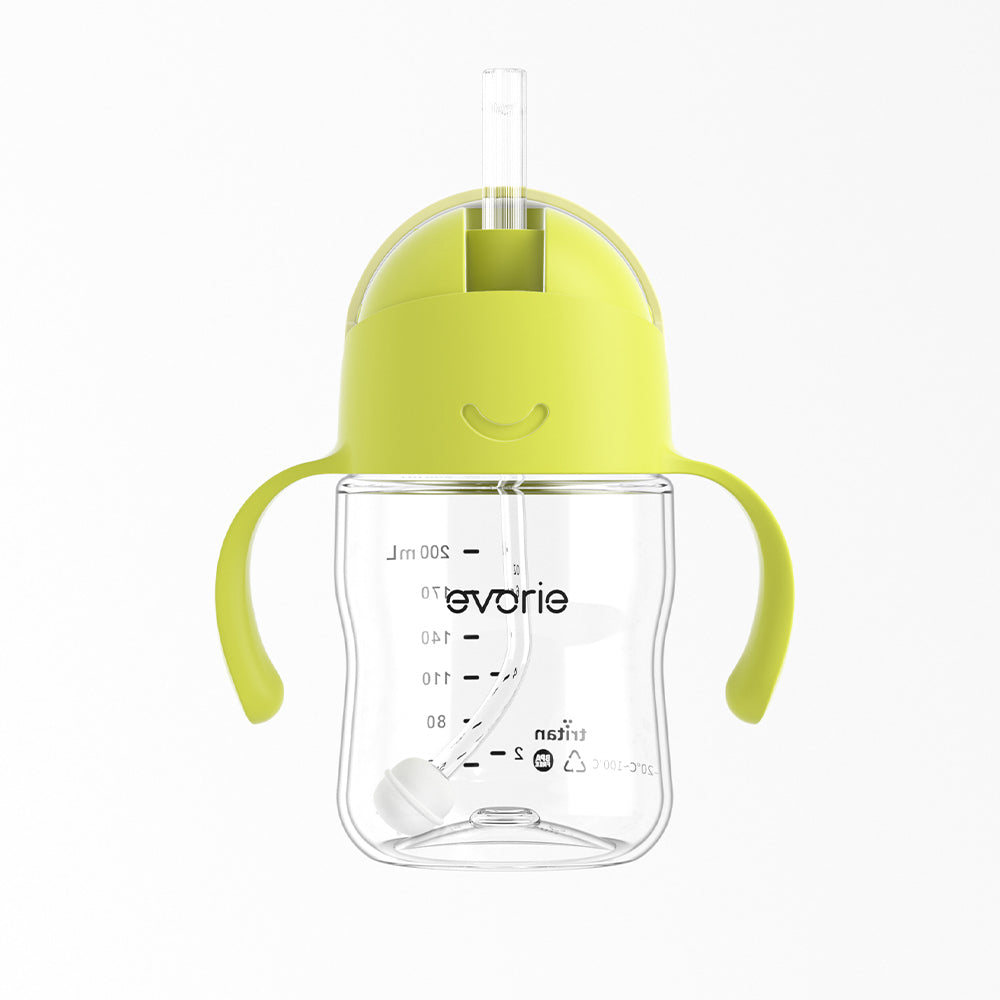 Evorie Tritan Baby 360 Straw Water Bottle Sippy Cup 200mL, Fresh Green