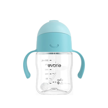 Evorie Tritan Baby 360 Straw Water Bottle Sippy Cup 200mL, Sky Blue