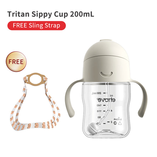 Evorie Tritan Baby 360 Straw Sippy Cup 200mL + FREE Slip-on Shoulder Sling Strap