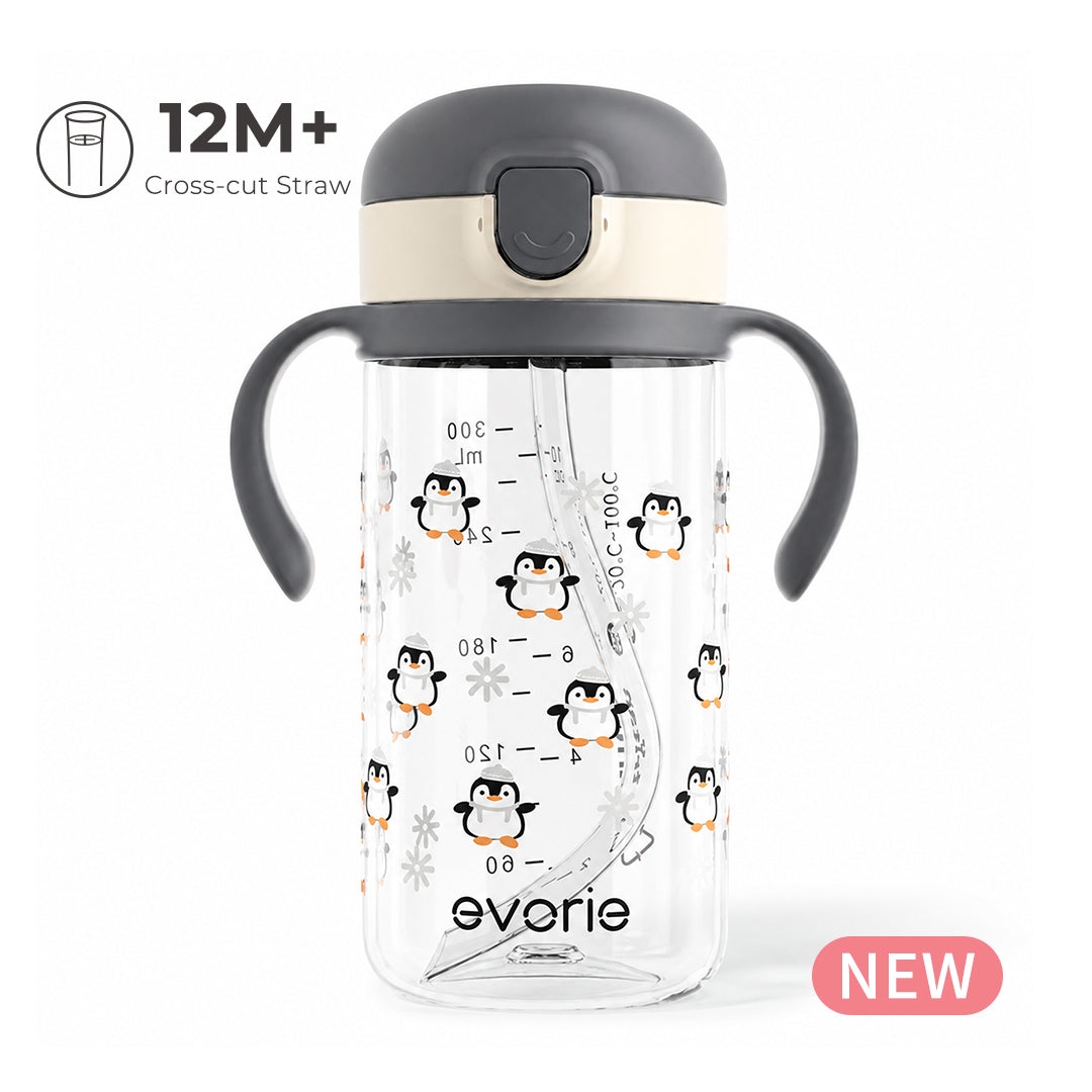 Evorie Bình nước ống hút Tritan cho bé Evorie 300mL, Construction Crew (NEW)
