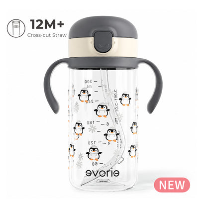 Evorie Bình nước ống hút Tritan cho bé Evorie 300mL, Construction Crew (NEW)
