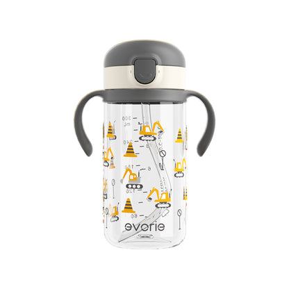 Evorie Bình nước ống hút Tritan cho bé Evorie 300mL, Construction Crew (NEW)
