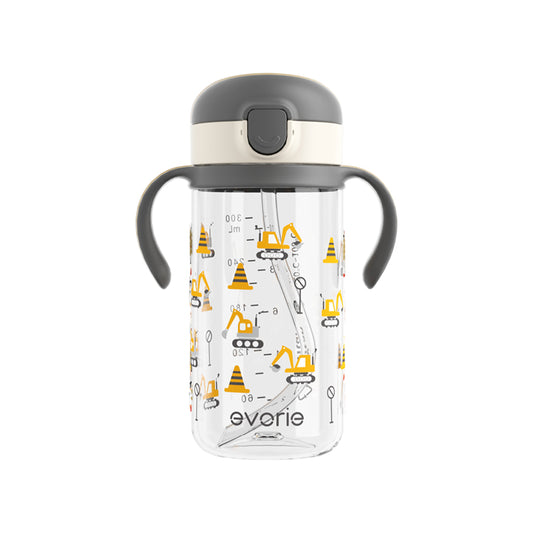 Evorie Tritan Kids Straw Water Bottle Mug 300mL, Construction Crew (NEW)