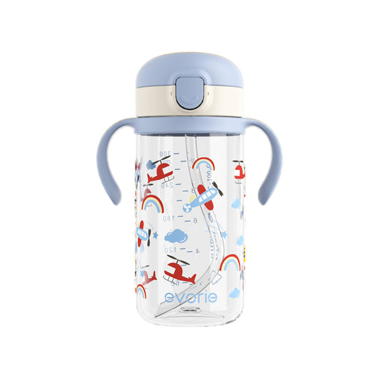Evorie Tritan Kids Straw Water Bottle Mug 300mL, Cloud Pilot (NEW)