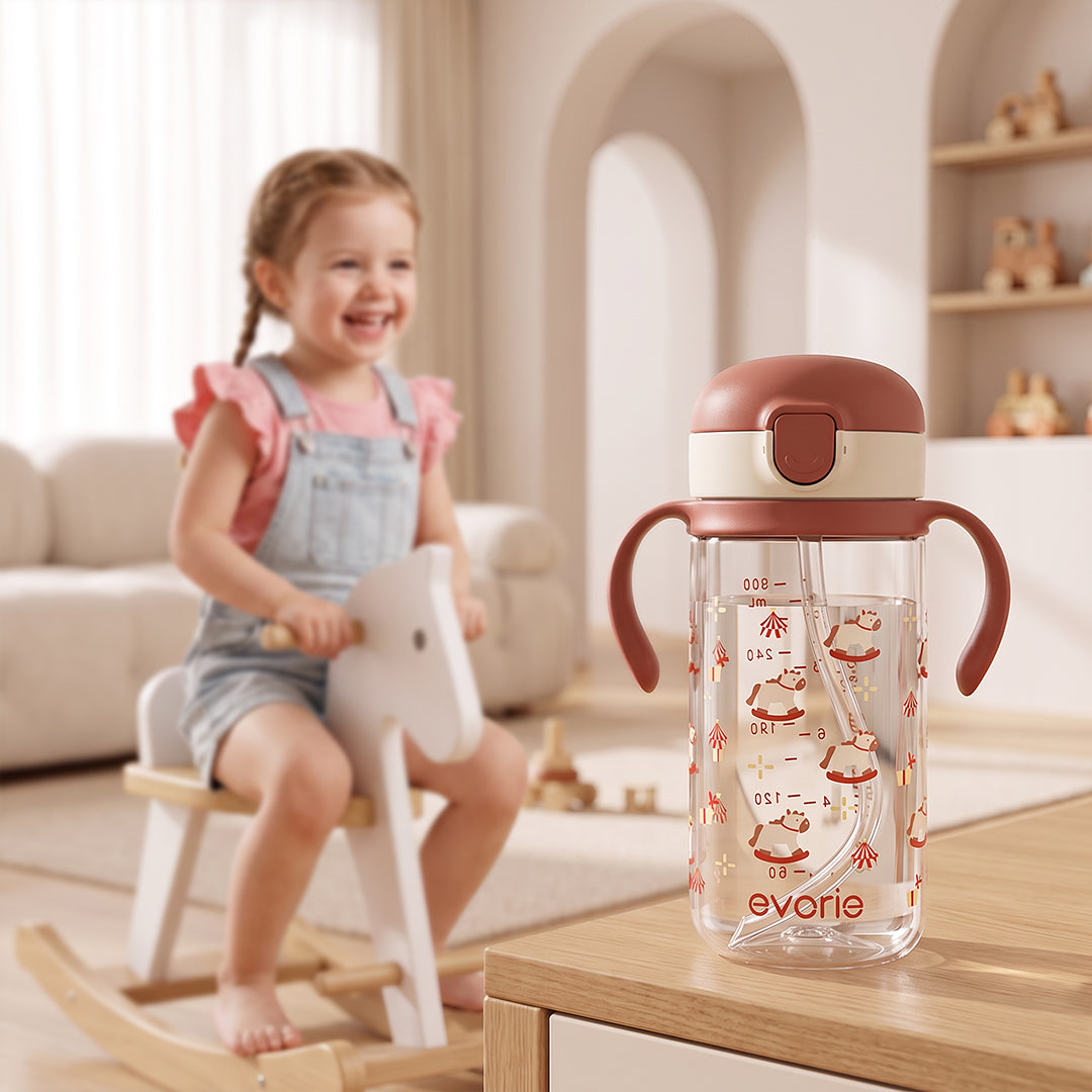 Evorie Tritan Kids Straw Water Bottle Mug 300mL, Fairytale Carousel