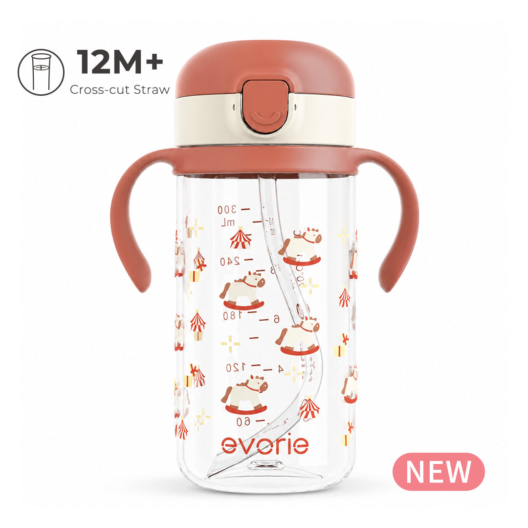 Evorie Tritan Kids Straw Water Bottle Mug 300mL, Fairytale Carousel