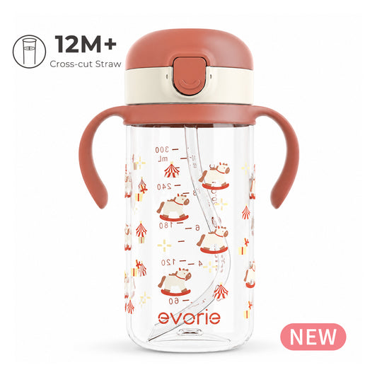 Evorie Tritan Kids Botol Minum Sedotan 300ml, Fairytale Carousel (BARU)