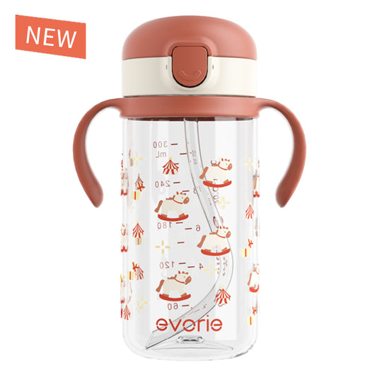 Evorie Tritan Kids Straw Water Bottle Mug 300mL, Fairytale Carousel