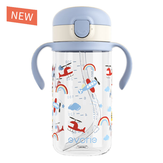 Evorie Tritan Kids Straw Water Bottle Mug 300mL, Cloud Pilot