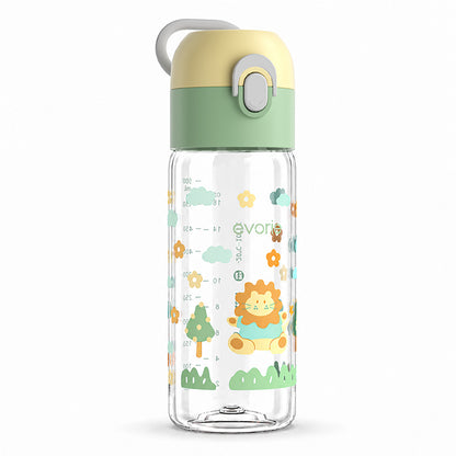 Evorie Tritan Kids Drinking Spout Water Bottle 500mL, Jungle Lion