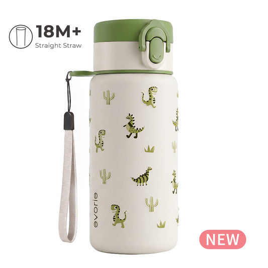 Stainless Steel Vacuum Bottle 380mL, Green Dino