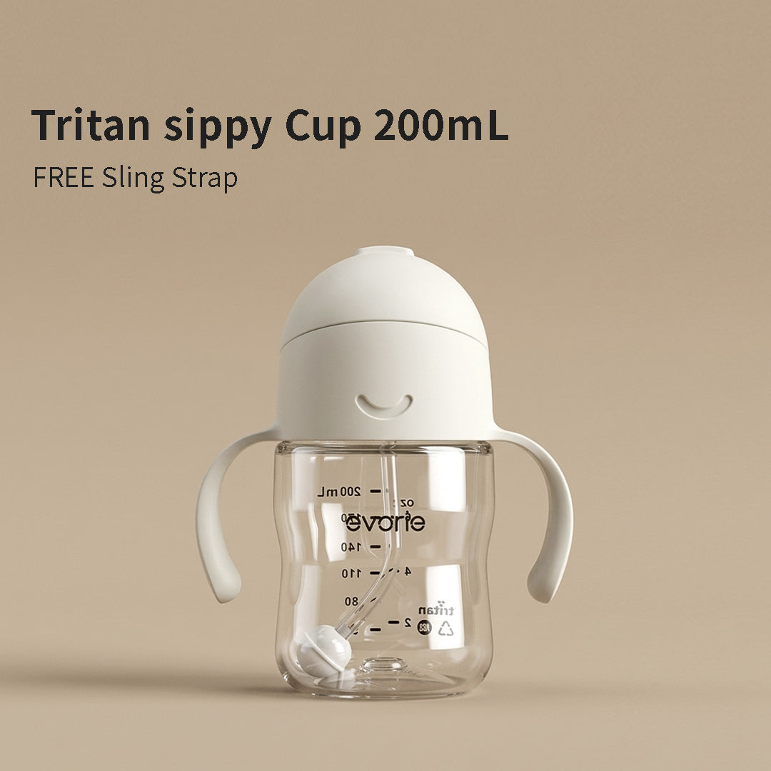 Evorie Bình tập uống ống hút 360 Tritan cho bé Evorie 200mL + TẶNG KÈM dây đeo vai gắn bình
