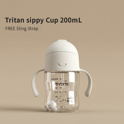 Evorie Bình tập uống ống hút 360 Tritan cho bé Evorie 200mL + TẶNG KÈM dây đeo vai gắn bình
