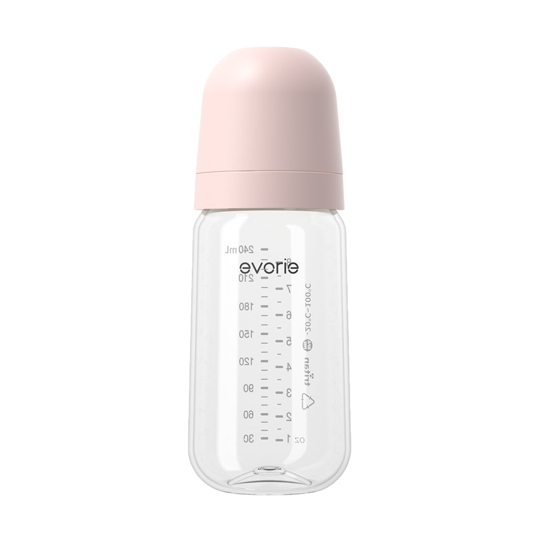 Botol Susu Bayi Leher Lebar Evorie Tritan 240mL/8oz - Misty Pink