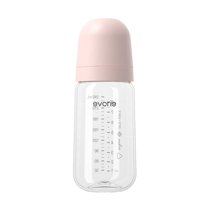 Botol Susu Bayi Leher Lebar Evorie Tritan 240mL/8oz - Misty Pink