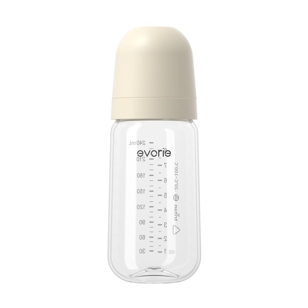 Evorie Tritan Wide-neck Baby Milk Feeding Bottle 240mL/8oz - Creamy Apr
