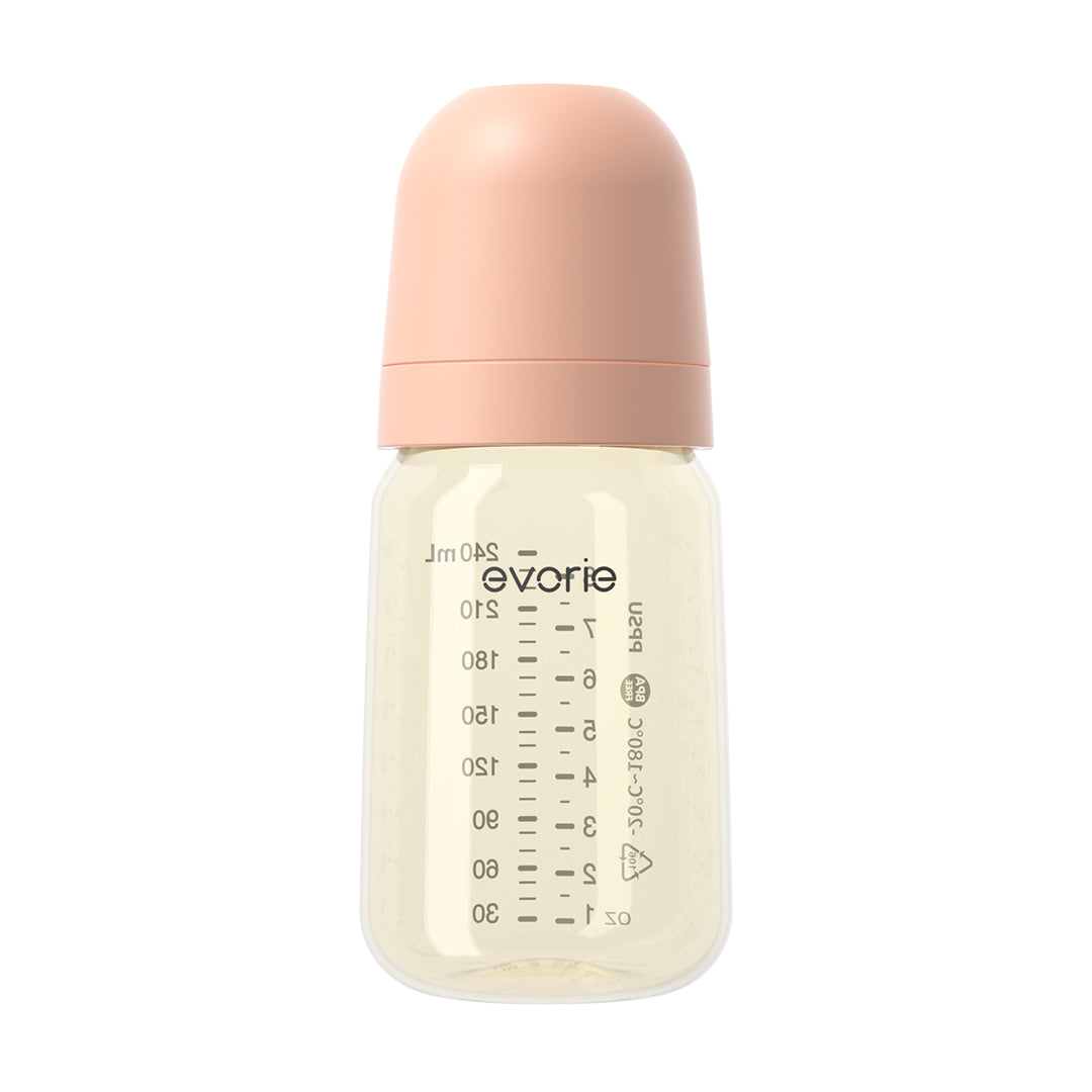Evorie PPSU Wide-neck Baby Milk Feeding Bottle 240mL/8oz - Smoke Peach