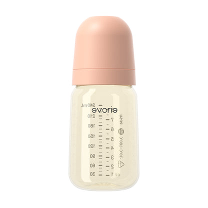 Evorie PPSU Wide-neck Baby Milk Feeding Bottle 240mL/8oz - Smoke Peach
