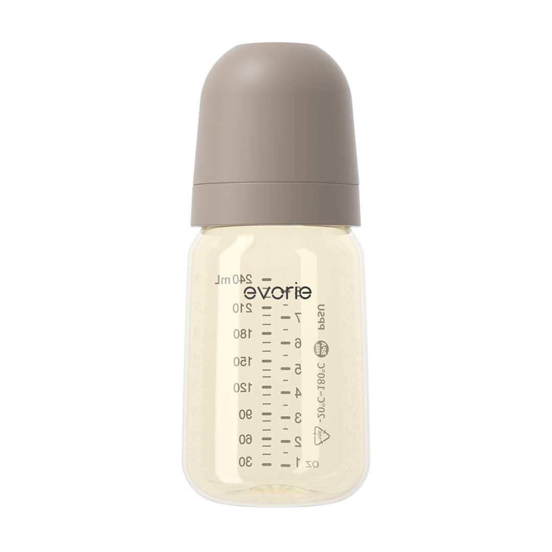 Evorie PPSU Wide-neck Baby Milk Feeding Bottle 240mL/8oz - Milk Tea Brown