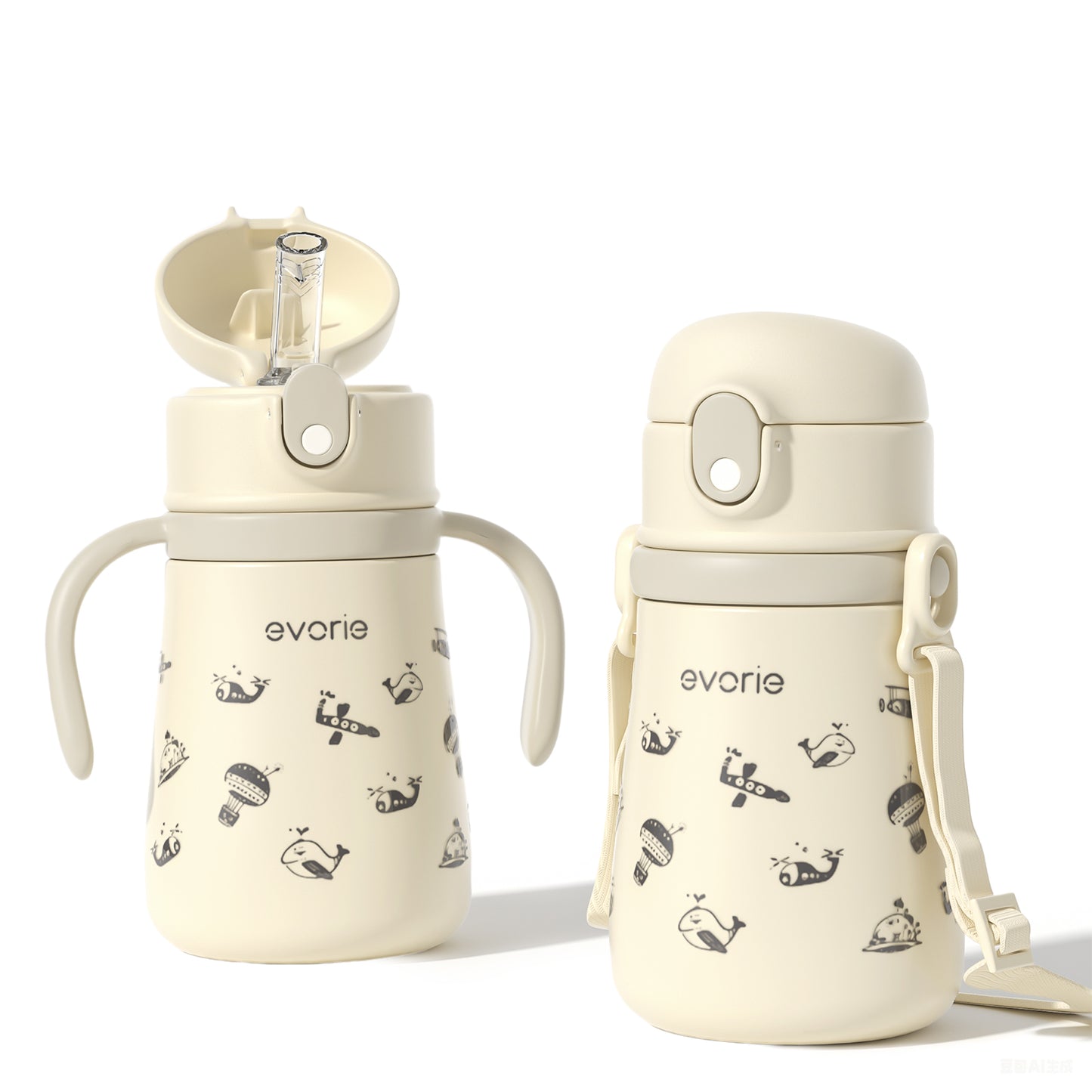 Stainless Steel Vacuum Bottle with Straw for Kids 350mL, Ocean Play