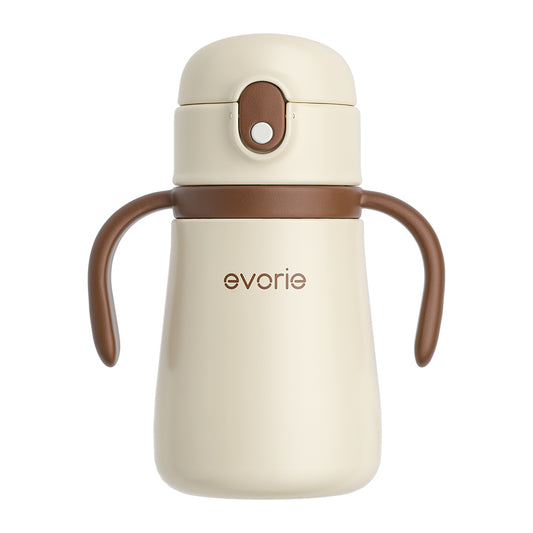 Stainless Steel Vacuum Bottle with Straw for Kids 350mL, Solid Colour