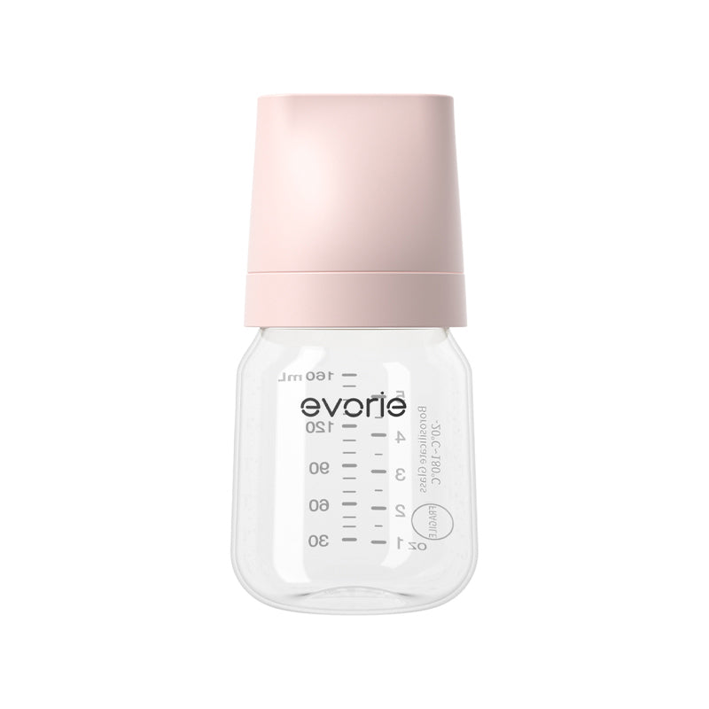 Evorie Glass Wide-neck Baby Milk Feeding Bottle 160mL/5oz - Misty Pink
