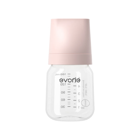 Evorie Glass Wide-neck Baby Milk Feeding Bottle 160mL/5oz - Misty Pink