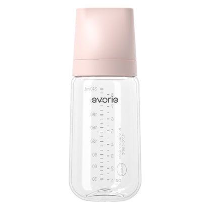 Evorie Glass Wide-neck Baby Milk Feeding Bottle 240mL/8oz - Misty Pink
