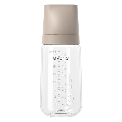 Evorie Botol Susu Bayi Kaca Leher Lebar 240mL/8oz - Cokelat Susu Teh