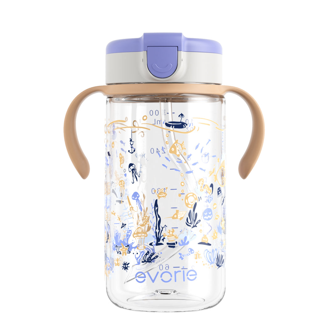 Evorie Tritan Kids Straw Water Bottle Mug 300mL, Under the Sea