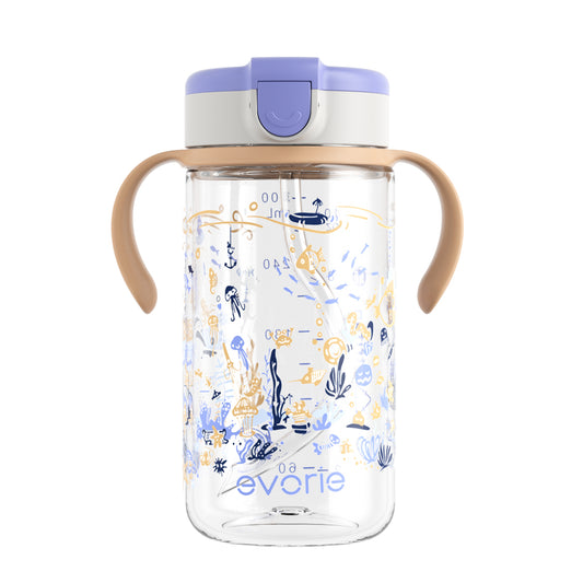 Evorie Tritan Kids Straw Water Bottle Mug 300mL, Under the Sea